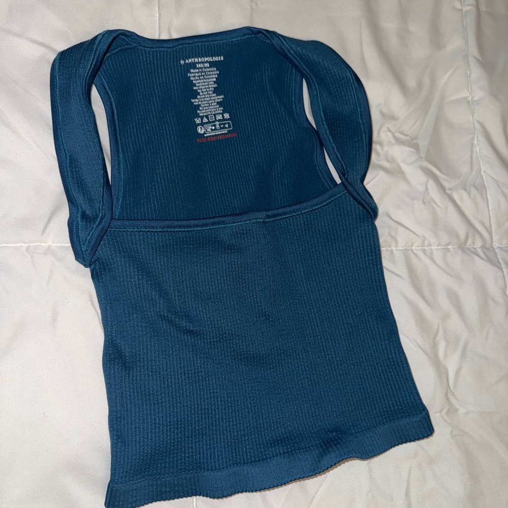 Anthropologie Blue Ribbed Sleeveless Tank Top